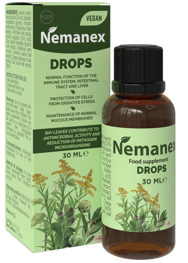 Nemanex-Flasche, Pflanzentropfen zur antiparasitären Reinigung, 30 ml